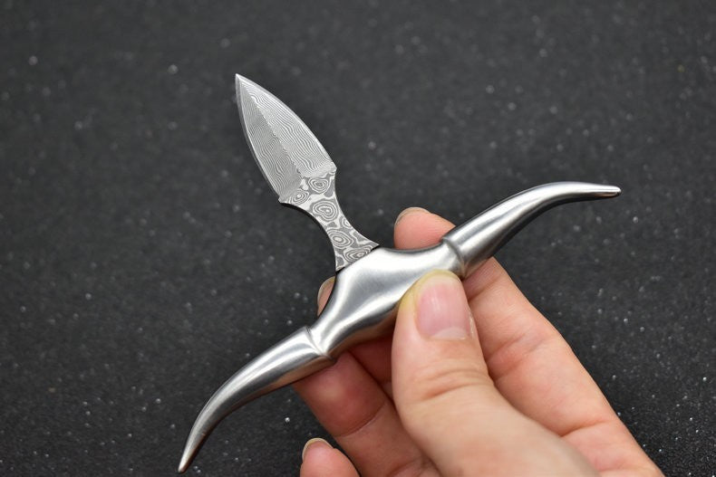 New Mini Double Edge Damascus Blade Necklace Survival Hunting EDC Knife VTH28M