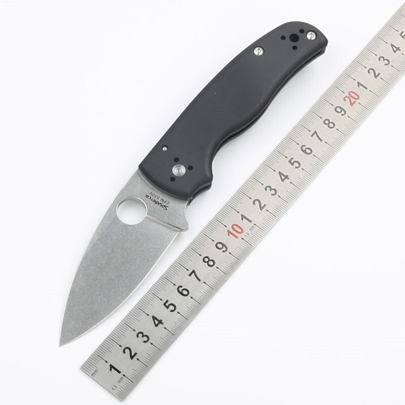 New S30V Blade Carbon Fiber Handle Lock Back Camping Folding Pocket Knife TF229