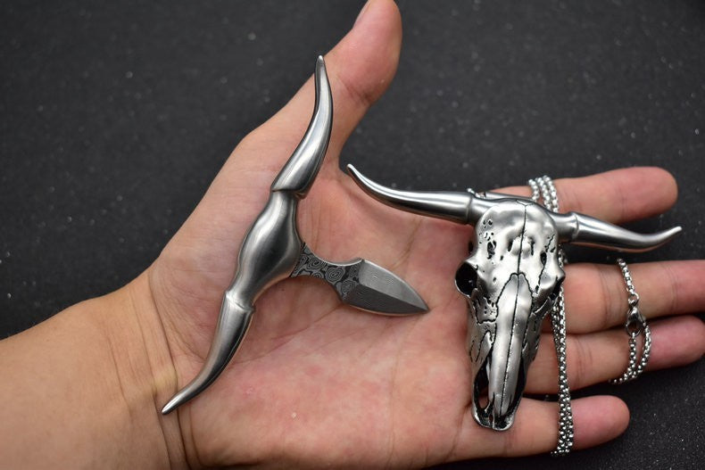 New Mini Double Edge Damascus Blade Necklace Survival Hunting EDC Knife VTH28M