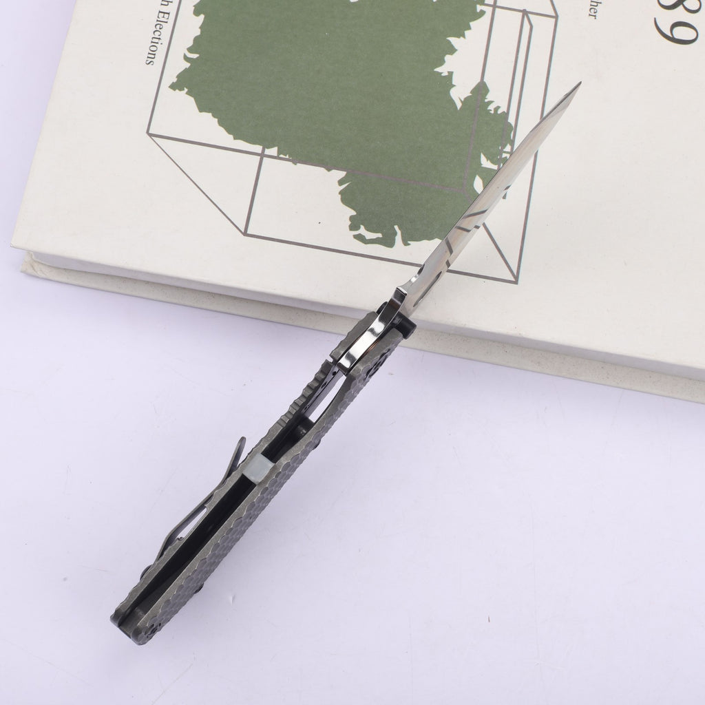 8'' New Mirror Light D2 Blade Full Full T4C Titanium Handle  Folding Camping Knife DF174