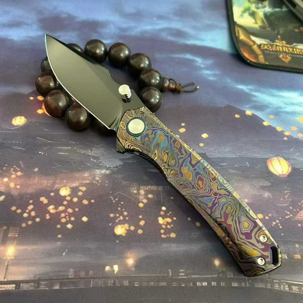 8.5'' New VG10 Blade Full T4C Titanium Handle  Camping  Folding Knife VTF63