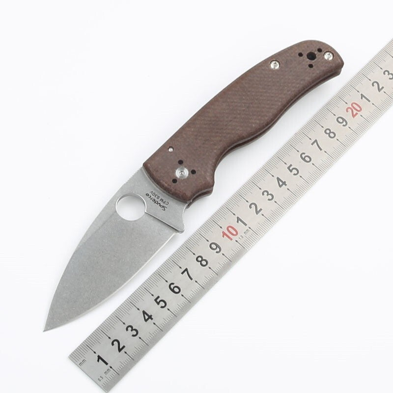 New S30V Blade Carbon Fiber Handle Lock Back Camping Folding Pocket Knife TF229