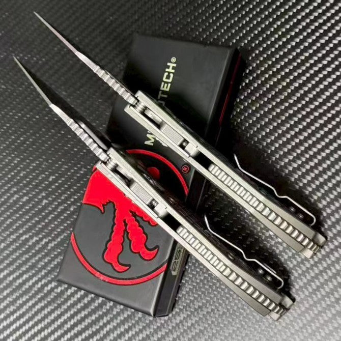 8.5'' New Stone Wash M390 Blade Full T4C Titanium Handle  Folding Knife VTF64