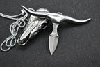 New Mini  Damascus Blade Necklace Survival Hunting EDC Tool VTH28M