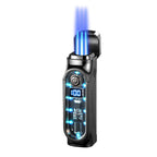 Windproof Triple Jet Cigar Lighter with LED Display and Cigar Punch