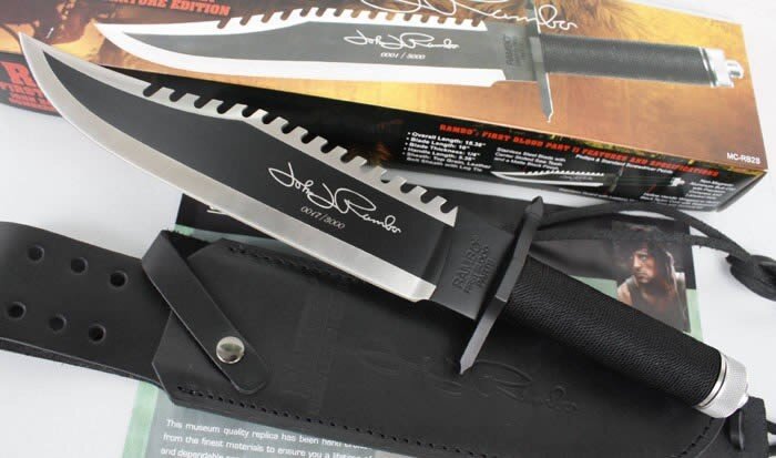 15'' New Rambo 2 Hand signed version Camping Tactics Hunting Knife VTH38B
