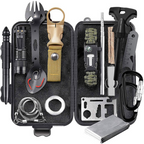 Outdoor Survival Kit — Multi-Tool Card, Spork, Paracord Bracelet & Emergency Blanket