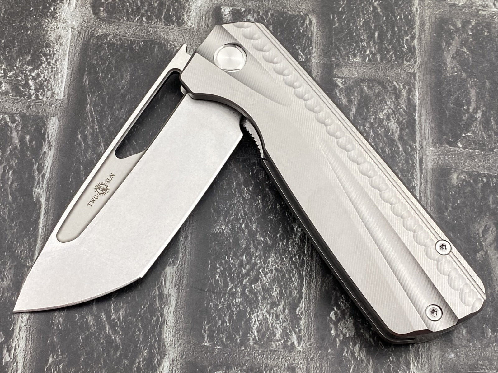 TwoSun TS490 Folding Knife – 14C28N Blade Titanium Handle