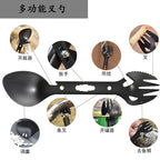 Outdoor Survival Kit — Multi-Tool Card, Spork, Paracord Bracelet & Emergency Blanket