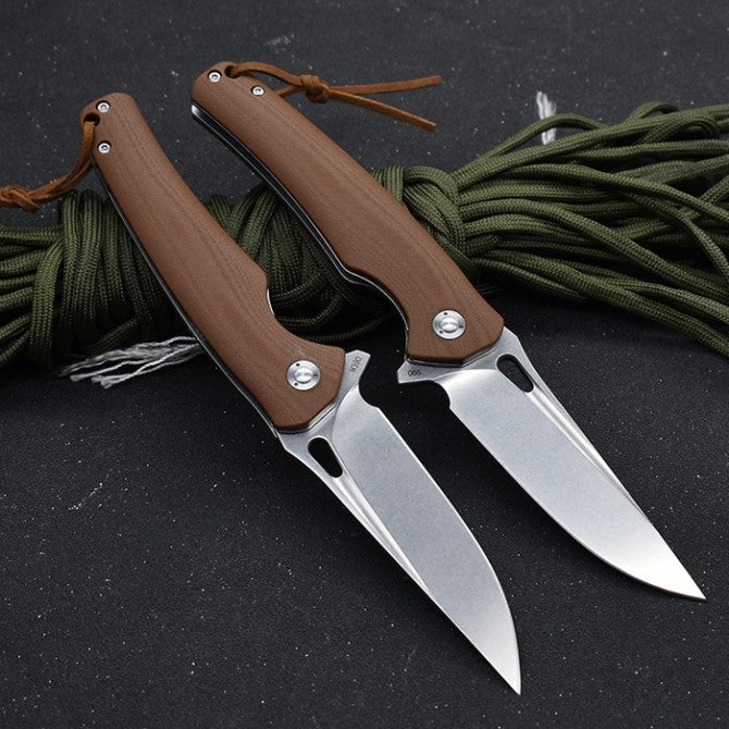 8'' New Fast Opening M390 Blade Flax Handle Pocket  DF01