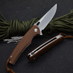 8'' New Fast Opening M390 Blade Flax Handle Pocket  DF01