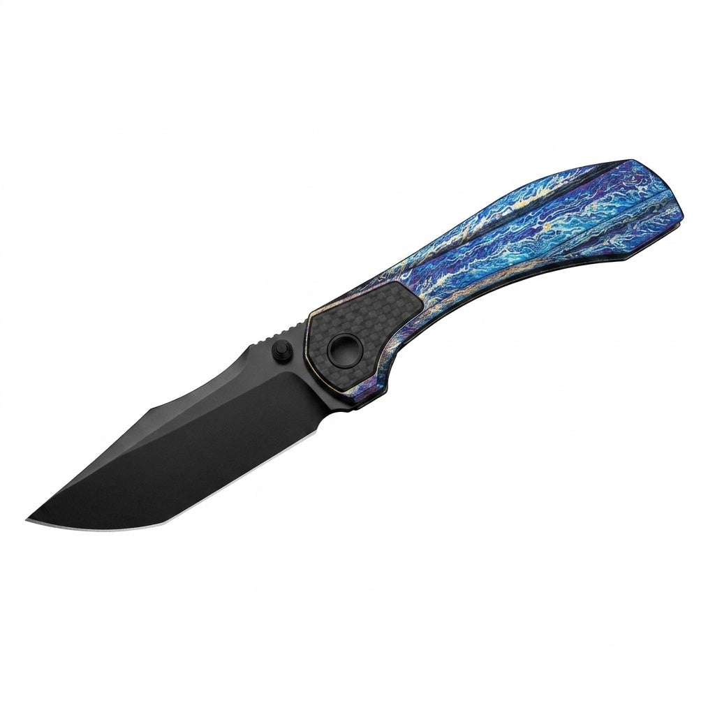 M390 Powder Steel Folding Knife | TC4 Titanium Handle | Ceramic Bearing EDC Pocket Knife