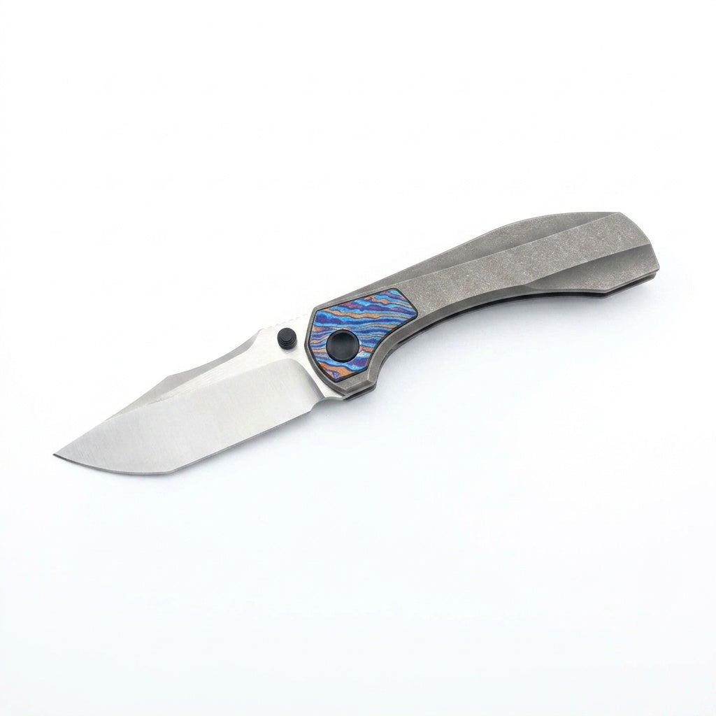 M390 Titanium EDC Folding Pocket Knife | Carbon Fiber & Timascus Inlay
