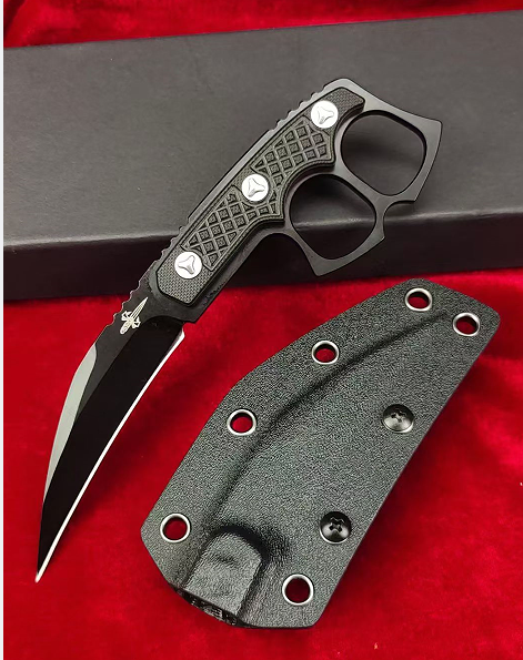 CPM-D2 Steel Karambit Fixed Blade Knife – Black Titanium Coating with Kydex Sheath
