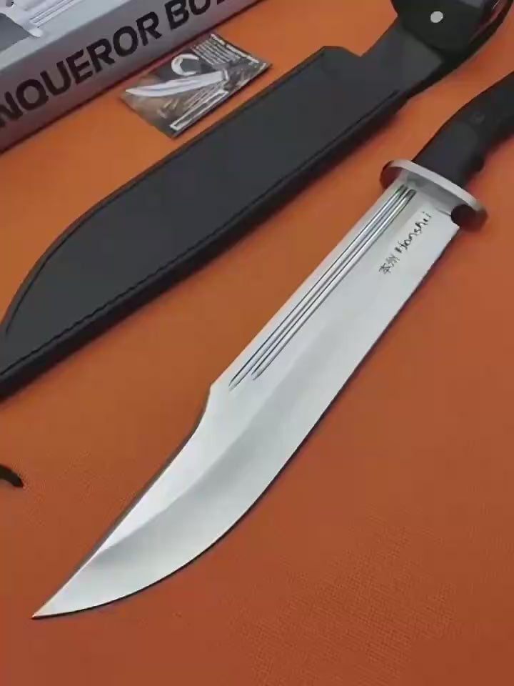16'' New 7Cr13MoV High-Chrome Steel Blade TPR Handle Camping Tactics Hunting Knife UC3321