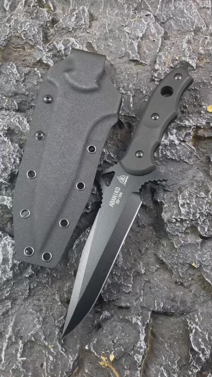 Abaniko Fixed Blade Tactical Knife – 9CR15MOV Steel G10 Handle
