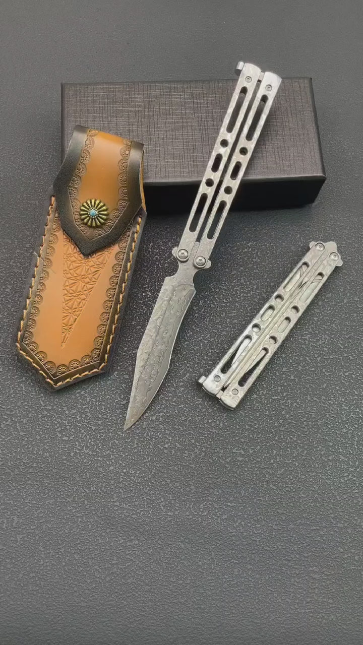 Premium Full Damascus Steel Folding Knife - 228-Layer