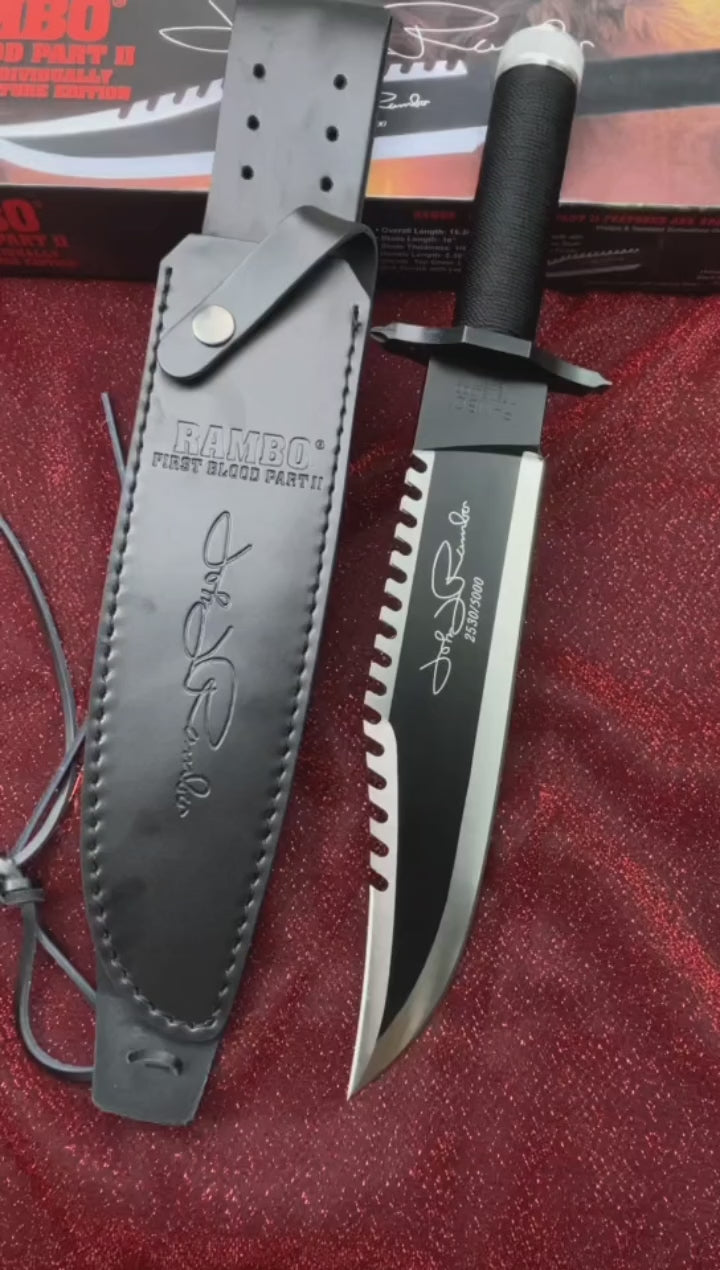 15'' New Rambo 2 Hand signed version Camping Tactics Hunting Knife VTH38B