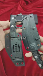 CPM-D2 Steel Karambit Fixed Blade Tool – Black Titanium Coating with Kydex Sheath