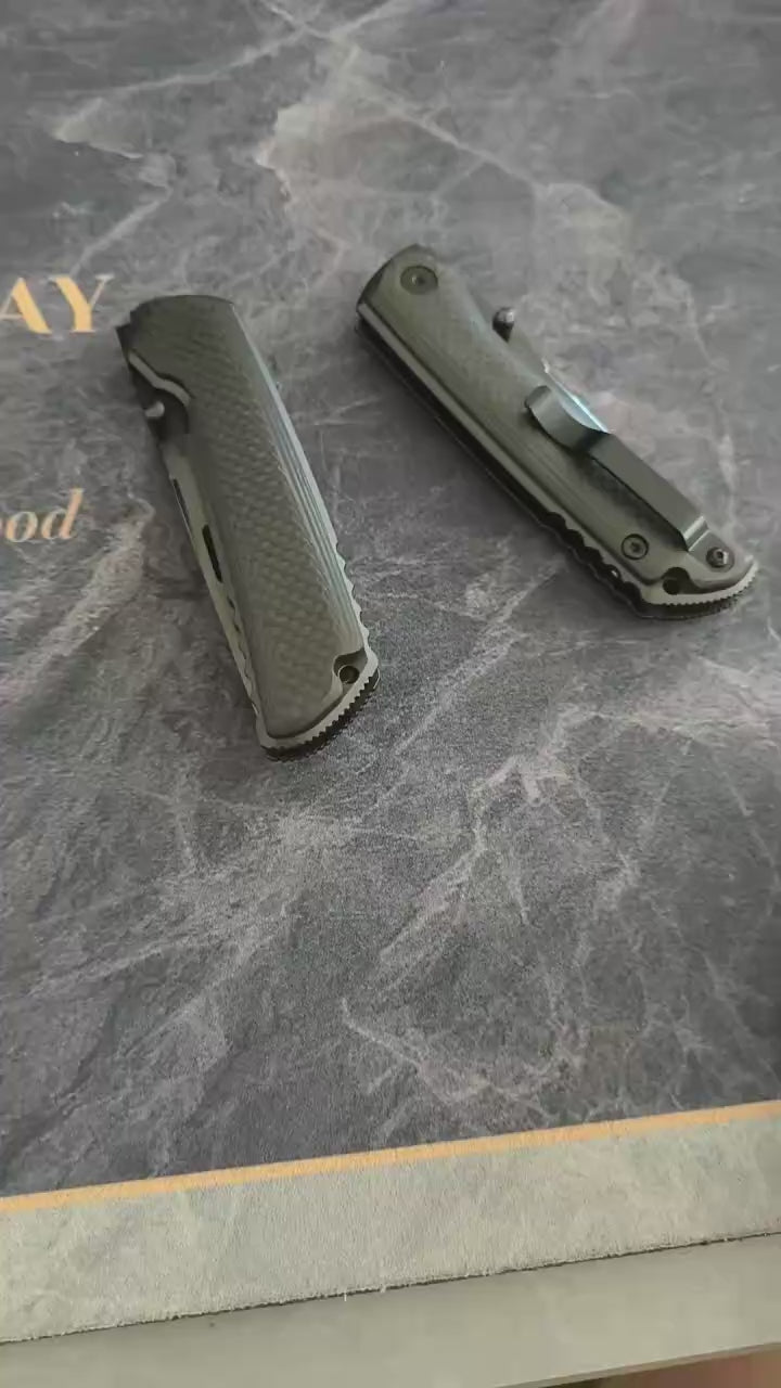 DLC Mirror Folding Knife | VG10 Steel TC4 Titanium + Carbon Fiber