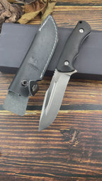 9'' New 440 Steel Fixed Blade Wood Handle Camping Tool VTH126