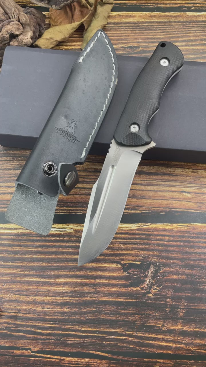 9'' New 440 Steel Fixed Blade Wood Handle Camping Tool VTH126