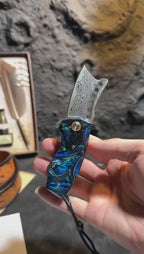 75-Layer Damascus EDC Folding Knife | Galaxy Resin Handle