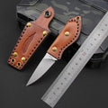 6'' New Mini DC53 Blade Leather Handle Full Tang Camping EDC Knife VTH68