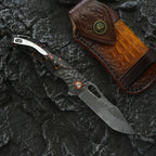 8'' New Manual Folding Tool VG10 Damascus Blade Wood Handle Pocket Tool VTF12