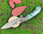8''New Fast Opening Shell Handle VG10 Damascus Blade Pocket Folding Tool VTF108
