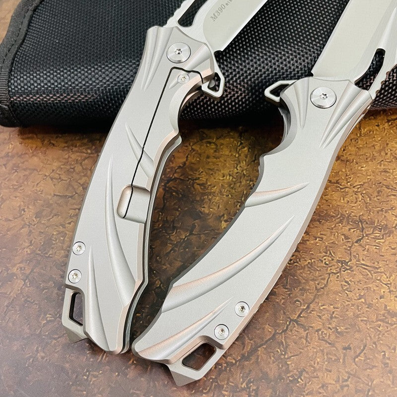 New Folding Knife M390 Blade Full T4C Titanium Handle Pocket Camping Knife VTF197