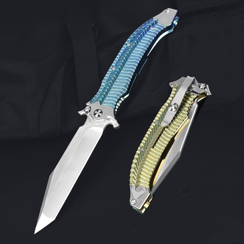 11" New Manual Folding Knife VGA10 Blade Full T4C Titanium HandlePocket Camping Knife VTF128