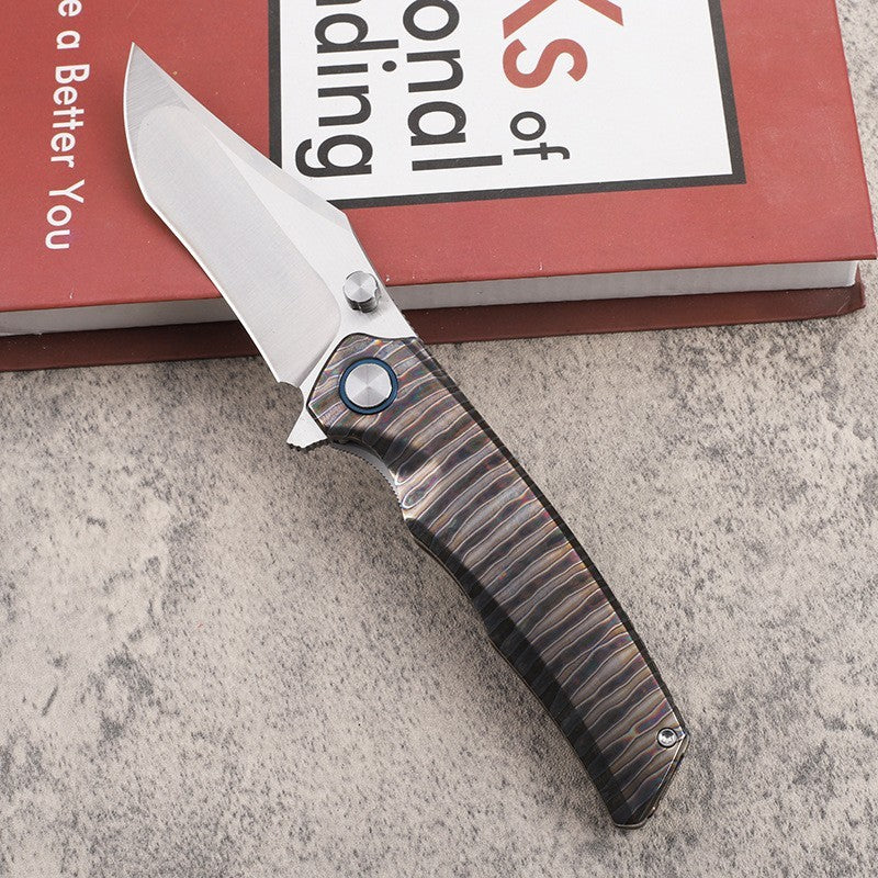 New CNC VG10 Steel Blade Full T4C Titanium Handle Pocket Camping Collection Folding Knife VTF25