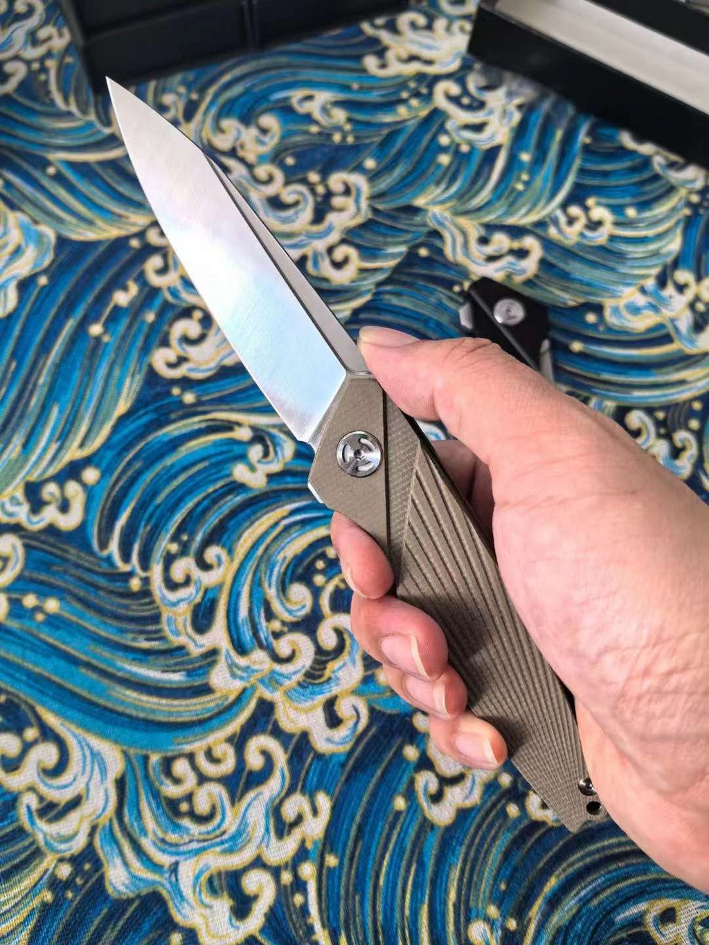 8"New 14C28N Blade Linen Handle Pocket Folding Camping Knife VTF133