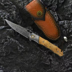 8'' New VG10 Damascus Blade Wood Handle Camping Pocket Folding Tool VTF183