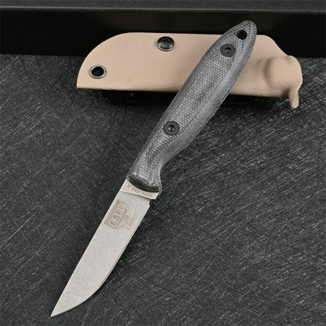 7'' New Stone Wash DC53 Fixed Blade Flax Handle camping Knife VTH54