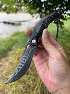 New Fast Opening VG10 Damascus Steel Blade Pocket Camping Folding Tool VTF104