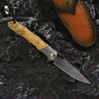 8'' New VG10 Damascus Blade Wood Handle Camping Pocket Folding Tool VTF183