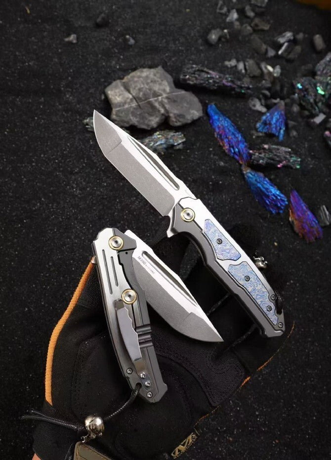 8'' New M390 Blade 420Z2 Steel Handle Folding Camping Knife VTF20