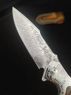 8'' New Folding Tool VG10 Damascus Blade Wood Handle Camping Tool VTF86