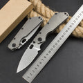 9'' New CNC Stone Wash D2 Blade Full T4C Titanium Handle  Pocket Camping Folding Knife DF186