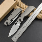 9'' New CNC Stone Wash D2 Blade Full T4C Titanium Handle  Pocket Camping Folding Tool DF186