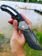 New Manual Folding VG10 Damascus Blade Ebony Handle Pocket Folding Tool VTF23