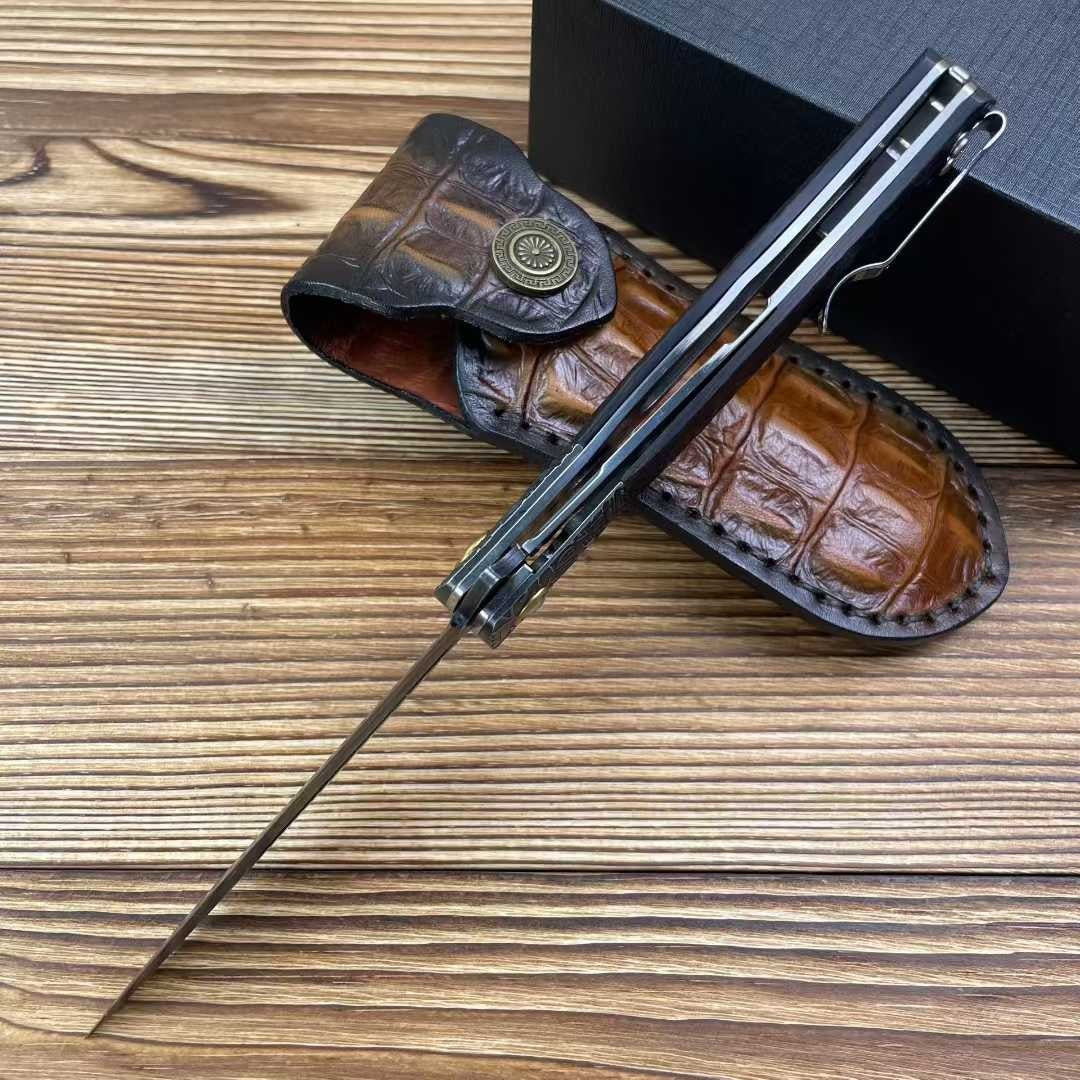 New Folding Knife VG10 Damascus Blade Wood Handle Liner Lock Knife VTF157