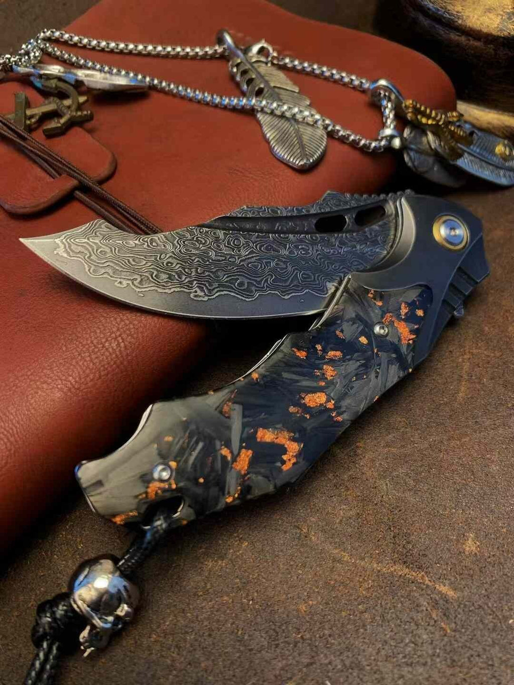 New FoldingKnife Damascus Blade Pocket Camping Knife VTF172