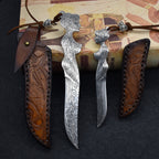 New Damascus Fixed Blade Sexy Portrait Handle Full Tang Collection Tool VTH83