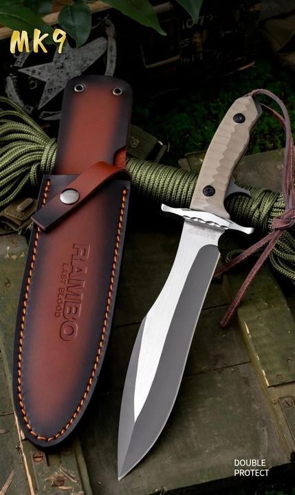 New Rambo Fixed Blade 9Cr18Mov Steel G10 Handle Camping MK9
