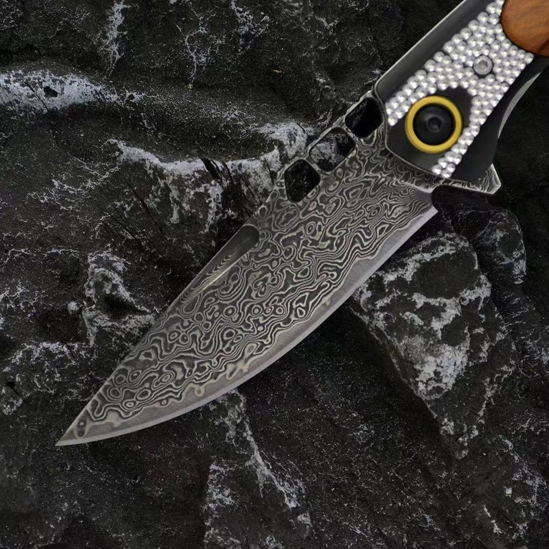 New VG10 Damascus Blade Wood Handle Collection Folding Knife VTF182