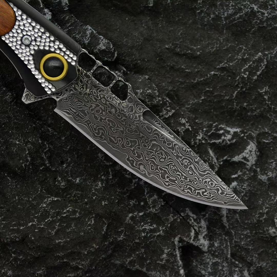 New VG10 Damascus Blade Wood Handle Collection Folding Knife VTF182