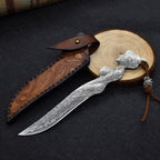 New Damascus Fixed Blade Sexy Portrait Handle Full Tang Collection Tool VTH83